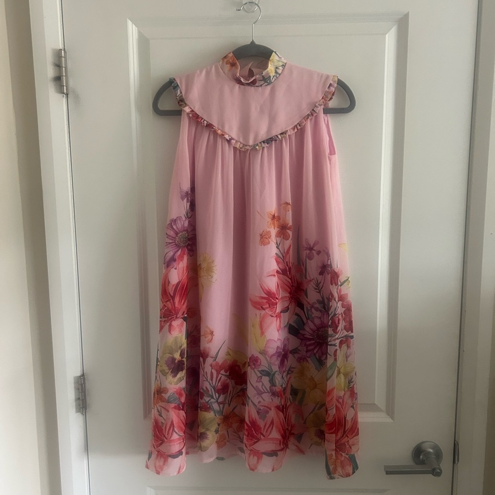 Floral Pink Kids Casual Dress - Picture 11 of 13